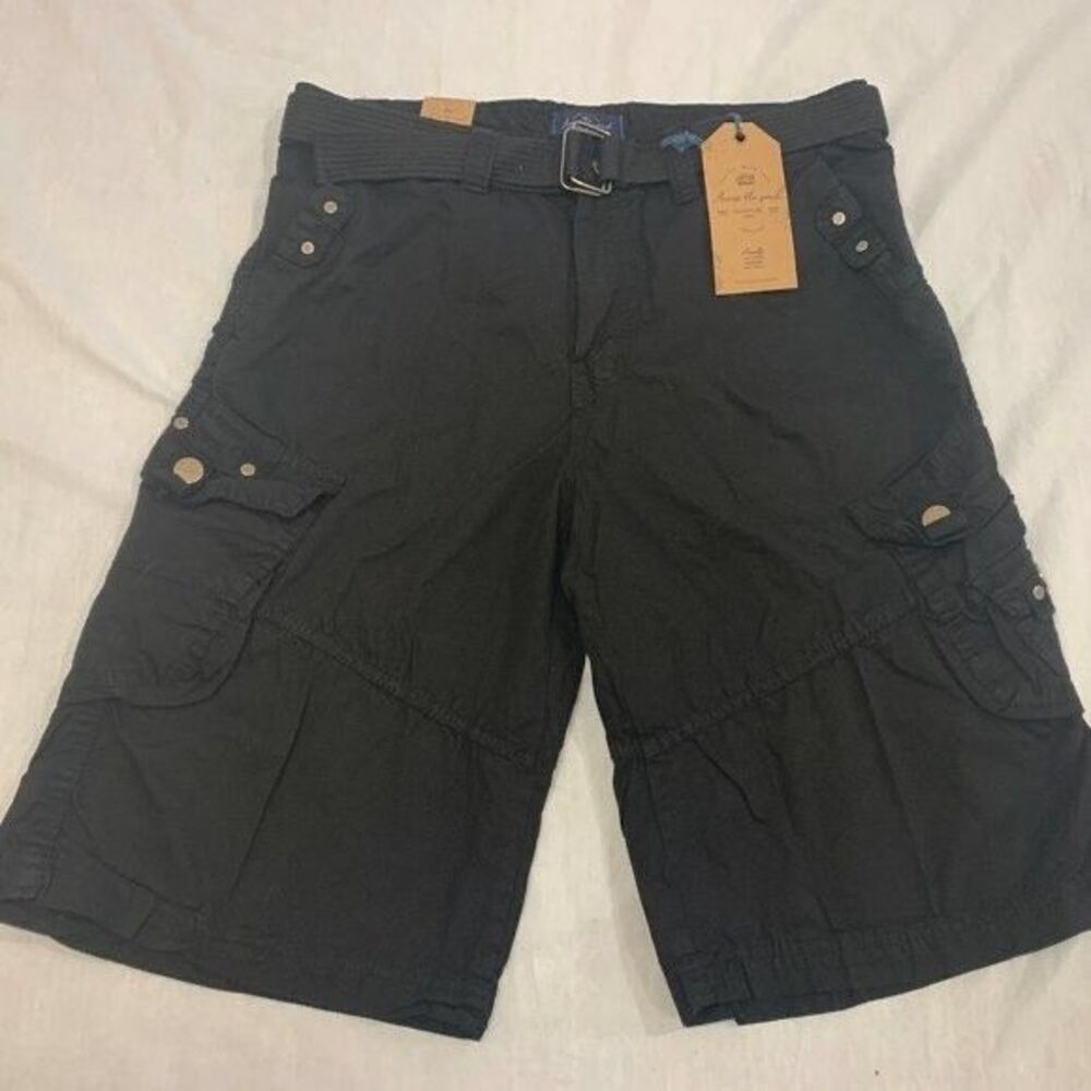 NWT ACROSS THE POND MENS CARGO BELTED COTTON SHORTS SIZE 33